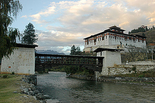不丹,国家博物馆,城市,古老,桥,卧,途中,游览,博物馆,十一月,2007年
