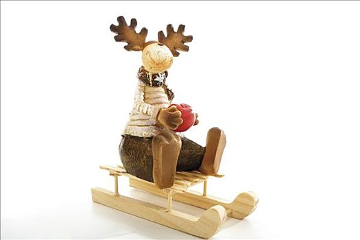 驼鹿,麋鹿,小雕像,雪撬,圣诞装饰