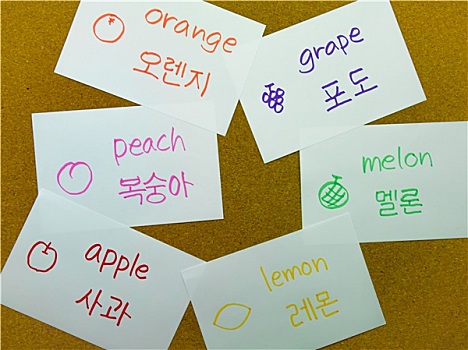 语言文字,学习卡片,韩国