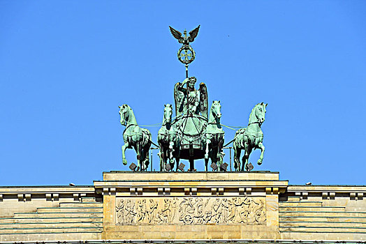 德国,柏林,地区,勃兰登堡门,四马二轮战车,雕塑,上面