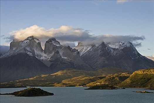 山峦,湖,拉哥裴赫湖,巴塔哥尼亚,智利,南美