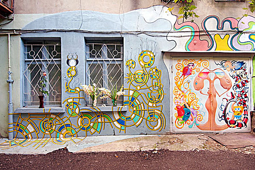 涂绘,院子,敖德萨,乌克兰,东欧