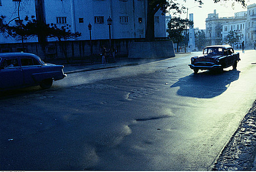 古董车,驾驶,街上,哈瓦那,古巴