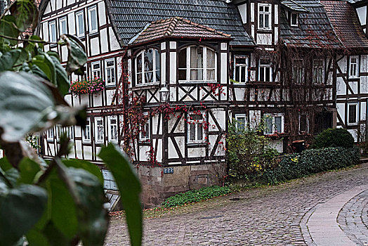 半木结构房屋,童话,街道,德国,木结构,道路,陆地