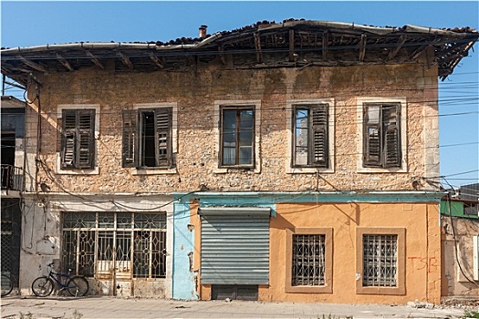 一个,老,房子,阿尔巴尼亚,城市