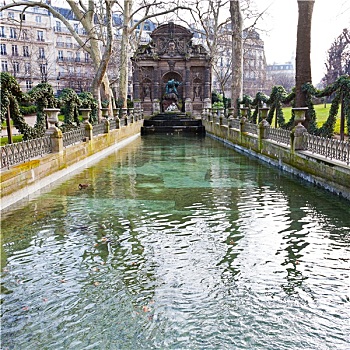 喷泉,卢森堡,花园,巴黎
