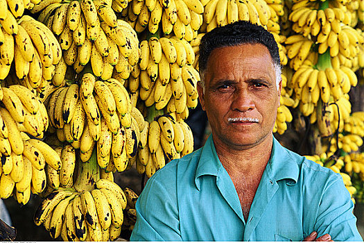 肖像,成年,雄性,香蕉,摊贩