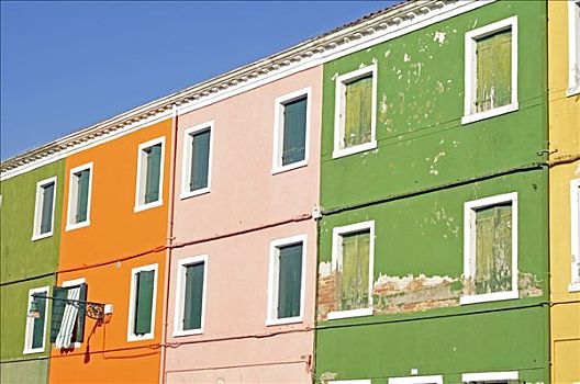 彩色,连栋房屋,布拉诺岛,靠近,威尼斯,意大利,欧洲