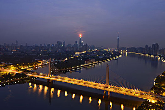 广州珠江夜景,海印桥