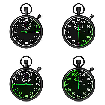 秒表,绿色,计时器,白色背景