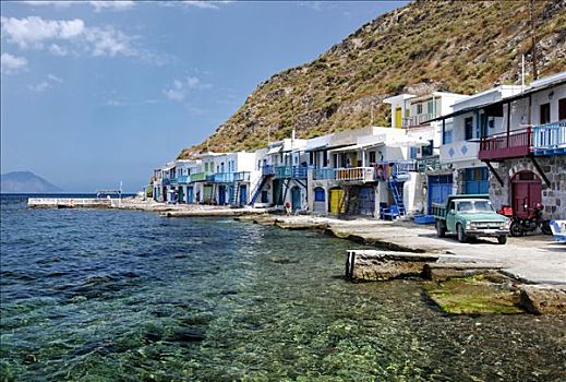 彩色,房子,小,渔村,岛屿,基克拉迪群岛,希腊,欧洲