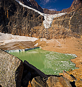 攀升,天使,冰河,湖,碧玉国家公园,艾伯塔省,加拿大