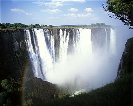 景色,彩虹,瀑布,维多利亚瀑布,津巴布韦