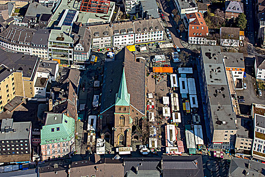 教堂大街,市场,左边,老,制药,博特罗普,鲁尔区,北莱茵威斯特伐利亚,德国