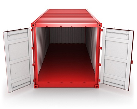 打开,红色,货物集装箱,隔绝,正面