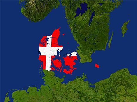 卫星图,丹麦,旗帜,遮盖