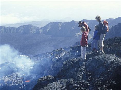 摄影,山,埃特纳火山,埃特纳山,高耸,高处,城市,一个,历史,火山作用,意大利,西西里