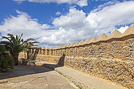 防御,墙壁,城堡,马略卡岛,巴利阿里群岛,西班牙,欧洲
