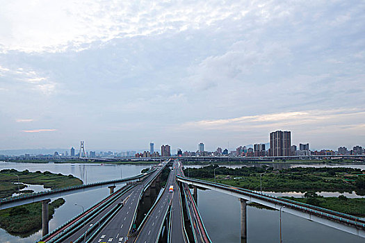 高架路,河,台北,台湾,中国