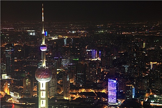 城市,上海,光亮,夜晚,中国