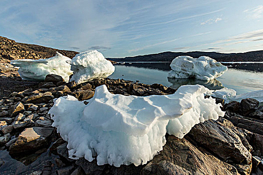加拿大,努纳武特,领土,融化,冰山,退潮,冰冻,水道,北方,边缘,哈得逊湾,靠近,北极圈