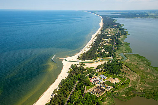 长,沙滩,右边,湖,波罗的海,海岸,波美拉尼亚西部,省,波兰,欧洲