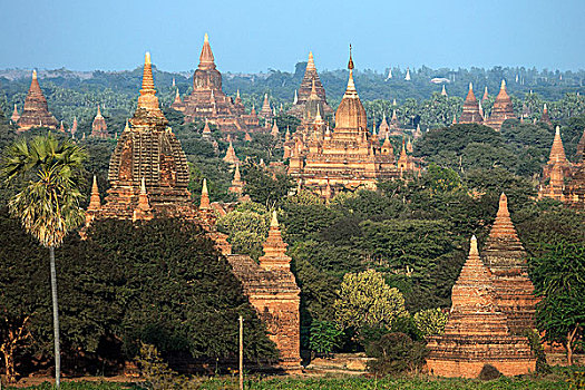 风景,塔,庙宇,地点,蒲甘,曼德勒省,缅甸,亚洲