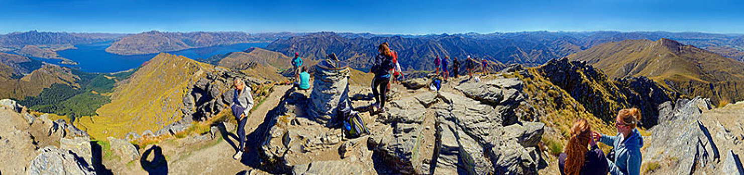 全景,顶峰,远足,瓦卡蒂普湖,皇后镇,奥塔哥地区,南岛,新西兰,大洋洲