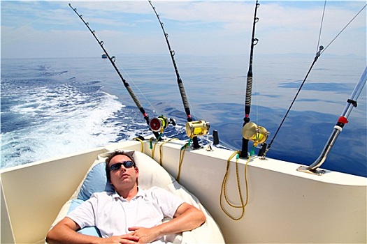 水手,钓鱼,男人,休息,船,暑假
