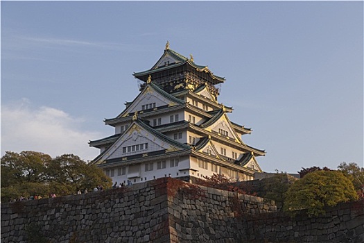 大阪城,秋天,日本