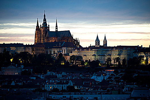 风景,老,城镇,城堡,地区,布拉格,大教堂,波希米亚,捷克共和国,欧洲