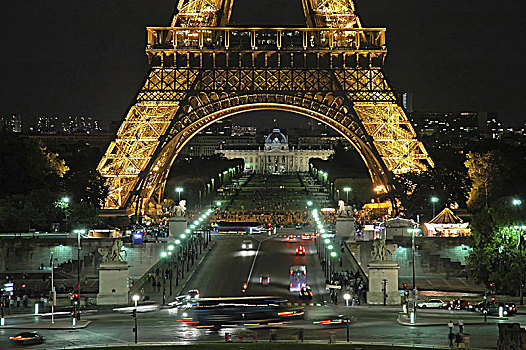 巴黎,埃菲尔铁塔,夜晚