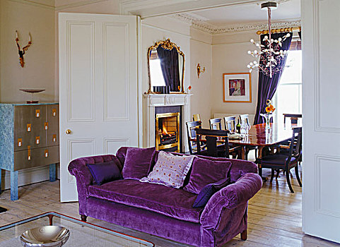 乔治时期风格,沙发,紫色,家居装潢,意大利,设计师,柜子,银,正面,折叠,滑动门,优雅,餐厅
