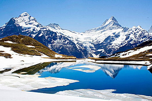 雪,风景,反射,安静,湖