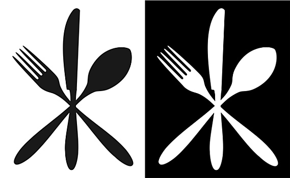 黑白,餐具,象征
