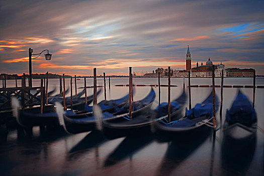 小船,公园,水中,圣乔治奥,马焦雷湖,岛屿,威尼斯,日出,意大利