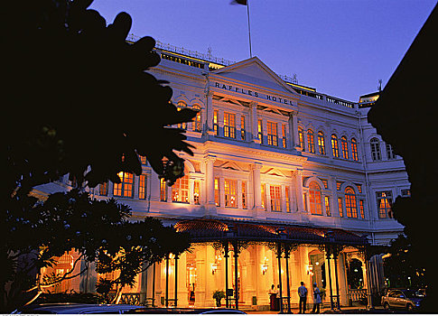 莱佛士酒店,夜晚,新加坡