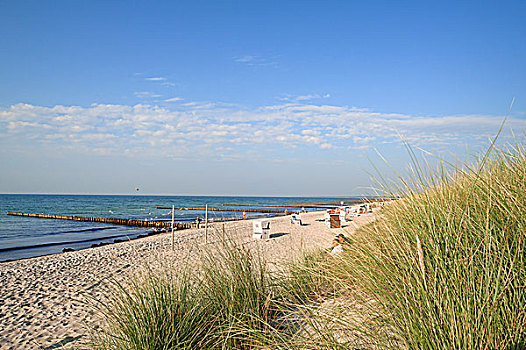 波罗的海,海滩,沙滩椅,阿伦斯霍普,梅克伦堡前波莫瑞州,德国,欧洲