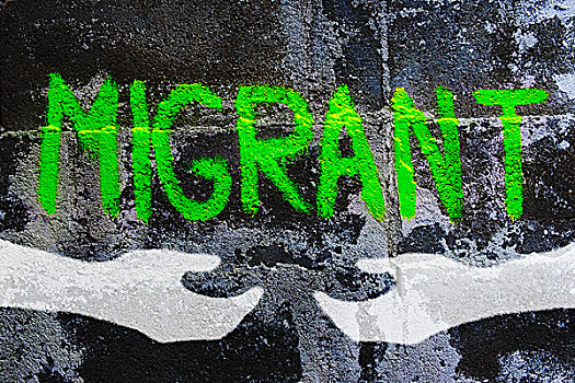 涂鸦,迁徙,读,移民,象征
