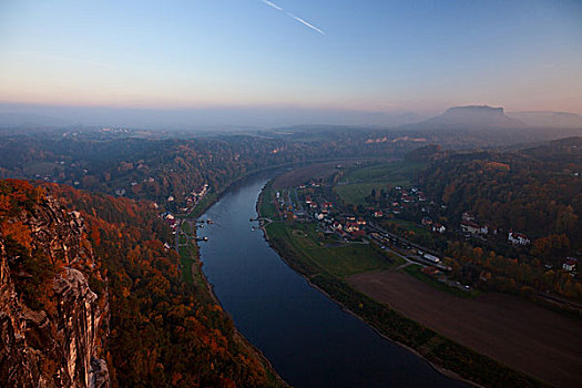 秋天,风景,撒克逊瑞士,低,山脉,萨克森,德国