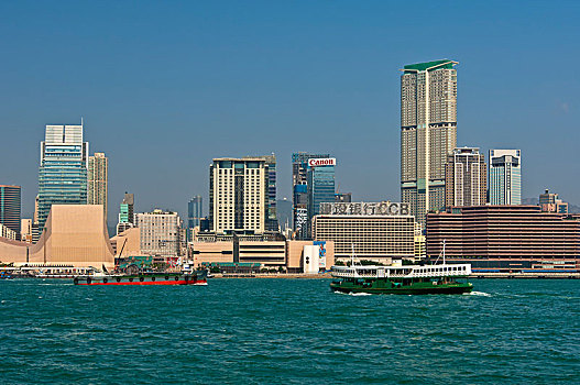 维多利亚港,摩天大楼,地区,尖沙嘴,香港岛,九龙,香港,中国,亚洲