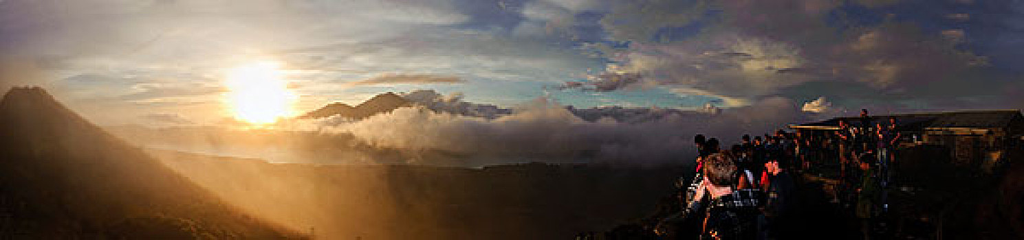 亚洲,印度尼西亚,巴厘岛,风景,火山,巴图尔,日出