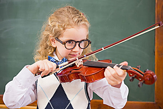 可爱,学生,演奏,小提琴