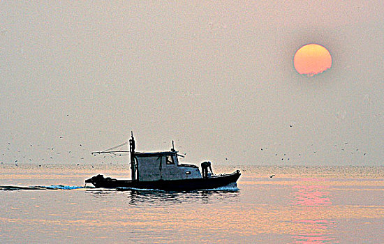 危地马拉,渔船,日出