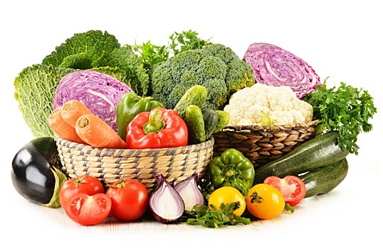 品种,新鲜,有机,蔬菜,隔绝,白色背景