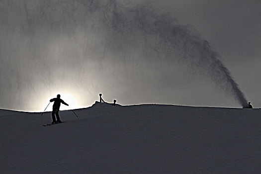 雪,机器,滑雪者,滑雪坡