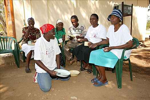 人,坐,半圆,艾滋病,支持,博茨瓦纳,非洲