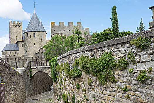 法国,朗格多克-鲁西永大区,古老,牢固,城市,卡尔卡松尼,世界遗产,城堡,城墙,大门