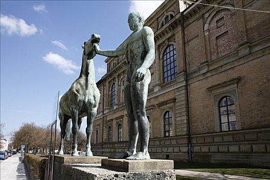 雕塑,赫尔曼,正面,美术馆,慕尼黑,巴伐利亚,德国