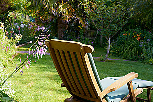 英国,花园,折叠躺椅